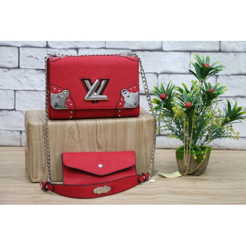 LV Red Womens Shoulder And Hand Bag